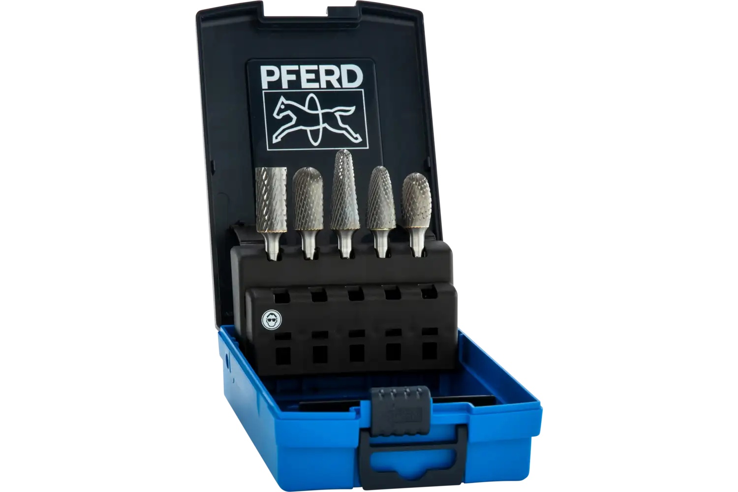 Picture of Pferd Carbide Bur Set 5 Piece Diamond Cut 1/4" Shank Plastic Case
